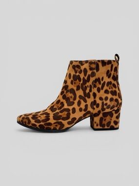 A NEW DAY Valerie Bootie 7 Leopard Microsuede Ankle Side Zip Block Heel‎ Casual